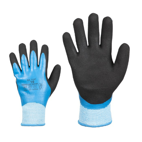 Art. 7157 - water and cut resistant double latex coated work gloves with acrylic lining, cut resistance level D