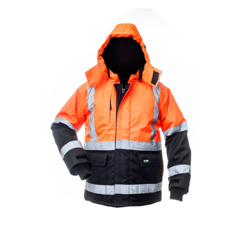 Art. FB-8947 - high-visibility cold weather winter jacket BALTIC CANVAS, neon orange