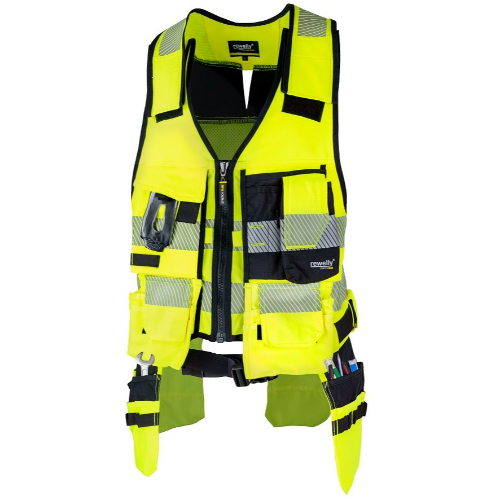 Art. TA-LMDP-STREPGL - high visibility vest with hanging pockets STRETCH PLUS HI-VIS REWELLY, class 2